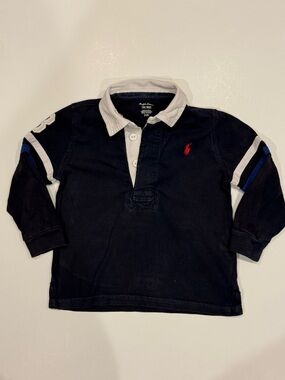 Ralph Lauren Baby Rugby Shirt 18M Navy Stripe Pony Logo